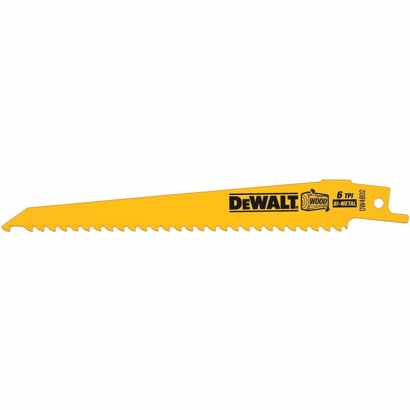 DEWALT Reciprocating Saw Blades, Taper Back, 6-Inch, 6 TPI, 5-Pack