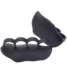 Non-Slip Workout Grip Pads, Fingerless Rubber Palm Protector/Gym Gloves Alternative, Barbell Pad Style Training Handle for Weightlifting, Pull-Ups, Bench Press (Black - 1 Pair)