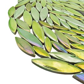 500g/1.1lb Willow Leaf Petal Shape Ceramic Mosaic,Irregular Mosaic Pieces for Home Decoration or DIY Crafts,Mosaic Making Supplies. (Iridescent Light Green)