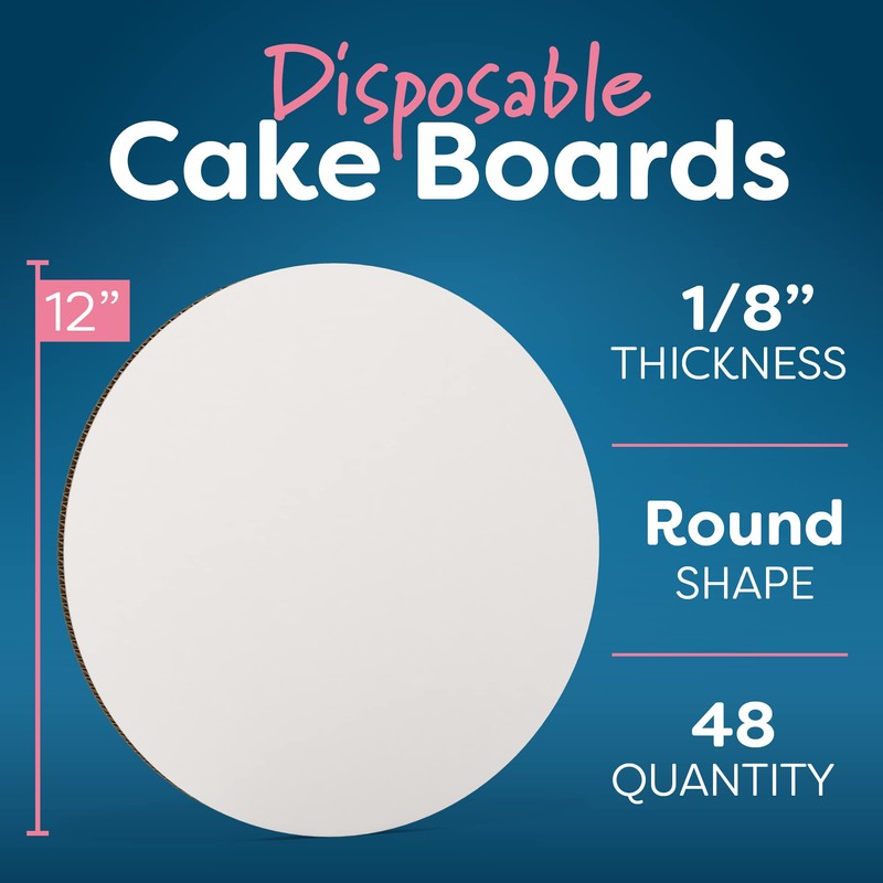 White Cake Boards Round | 48 Pack - 12 Inch