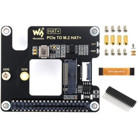 PCIe to M.2 Adapter for Raspberry Pi 5, Supports NVMe Drive Protocol Compatible with 2230/2242 Size M.2 Solid State Drive, High-Speed Reading/Writing, Gen2 and Gen3 Modes, HAT + Standard