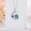 LONAGO Four Leaves Clover Necklace 925 Sterling Silver Green Clover