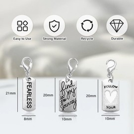 KMYZQDV 27pcs Zipper Charms Pulls with Lobster Clasp Decorative Pull Clips for Bracelets Purses Necklaces Inspirational Dangle Charms for Faith Purse Pulls Clips On Jewelry Making Accessories