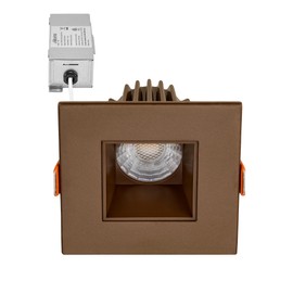 Maxxima 2 in. Ultra-Thin Recessed Anti-Glare LED Downlight - Canless IC Rated, 550 Lumens, 5 Color Temperature Selectable 2700K/3000K/3500K/4000K/5000K, Dimmable Square Bronze Trim, 90 CRI, J-Box Incl