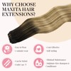 MAXITA Clip in Hair Extensions Real Human Hair,80g 5pcs Dark