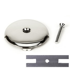 PF WaterWorks Universal Bathtub/Bath Tub Drain Single/One (1) Hole Overflow Face Plate - Matching Screw - Adapter for 2 Hole; Chrome; PF0930-CH