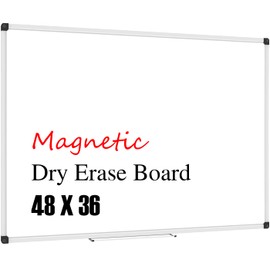 XBoard Magnetic Whiteboard 48 x 36, White Board 4 x 3, Dry Erase Board with Detachable Marker Tray