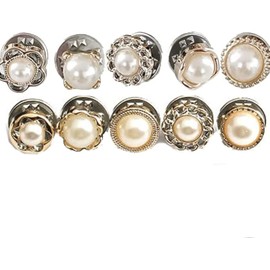 SHONCO 10Pcs Prevent Accidental Exposure Buttons Brooch Pins Badge, Brooch Pins Invisible Buttons, Brooch Pins Button for Clothes Cardigan Jeans Decoration, White, 12pcs