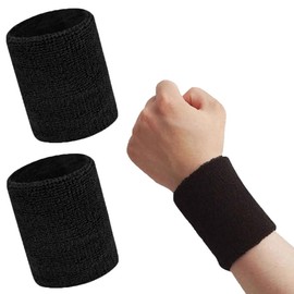 2pcs Wristbands Breathable Heat Dissipation Absorbent Sweat Wicking Wrist Protection Baseball Wristband Wristband Tennis Wristband Basketball Wristband Sports Sports Equipment Black