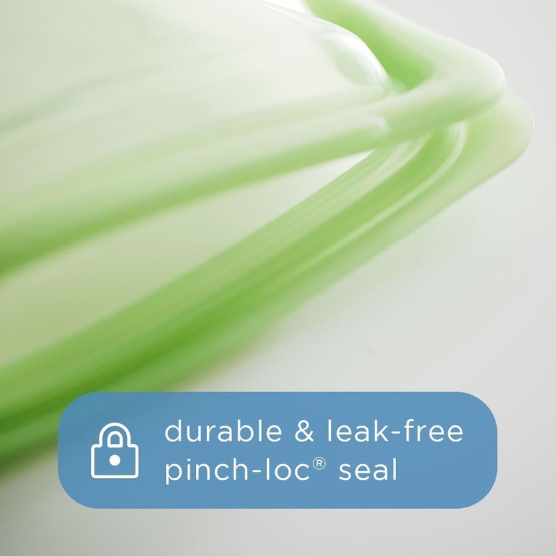 Stasher Premium Silicone Reusable Food Storage Sandwich Bag, Lime, Microwave,