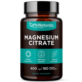 PhiNaturals - Citrato de Magnesio 400 mg 180 cápsulas por Phi Naturals