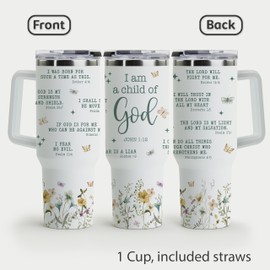 Vaso cristiano - Regalos para mujeres cristianas, tumber de emergencia bíblica, vaso de café motivacional, ideas de regalo para mujeres cristianas, amigas, compañeros de trabajo, vaso de 40 onzas con