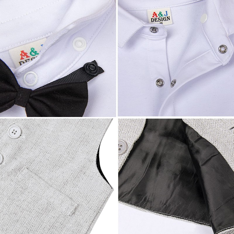 mintgreen Baby Boy Formal Straps Suit with Hat, Light Grey,