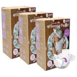Naturally Nature Diaper Booster Pads Stop Nighttime Leaks, Adhesive Diaper Liners for Baby Overnight Diapers - Size N-3 Girls, 96-Pack - Disposable Diaper Pads for Heavy Wetters and Active Sleepers