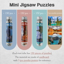 MISITU Small Puzzles for Adults Mini Puzzles 150 Pieces Small Jigsaw Puzzles Micro Piece Challenging Difficult Travel Puzzles Games Toys Gifts Puzzles 6 x 4 inch Forest Lake Puzzles (Pack of 3)