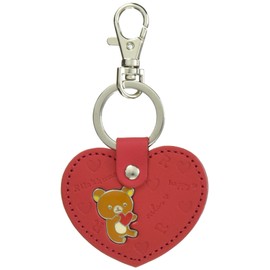 Ushikubo Kogeisha Rilakkuma Leather Key Chain Heart Shape Rilakkuma RD RK-004 Main Unit 2.8 x 0.4 inches (70 x 10 mm)