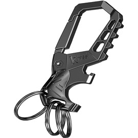 Heavy duty metal keychains, Carabiner clip Car key chains,Fashion family keychain bottle opener and 3 Key Rings suitable for men and women.（Black-1pcs）
