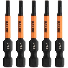 Hex 7/64" Impact Driver Bit - Railer Allen Wrench Drill Hex Bits. 1/4 Quick Release S2 Steel 2 inch 7/64" Hex Bits. (5 Pack)