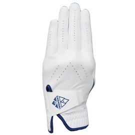 Saranac Premium Cabretta Leather Enhanced Grip Golf Glove, Women's Left Hand, White/Navy, Small