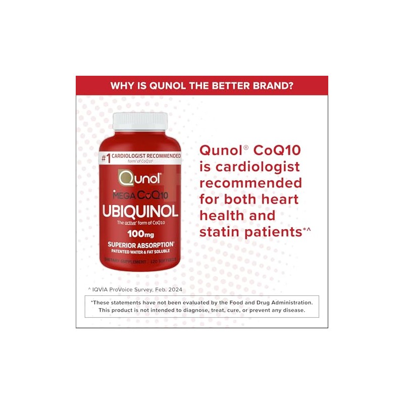 Qunol Mega CoQ10 Softgels, 100 Mg, 120 Count