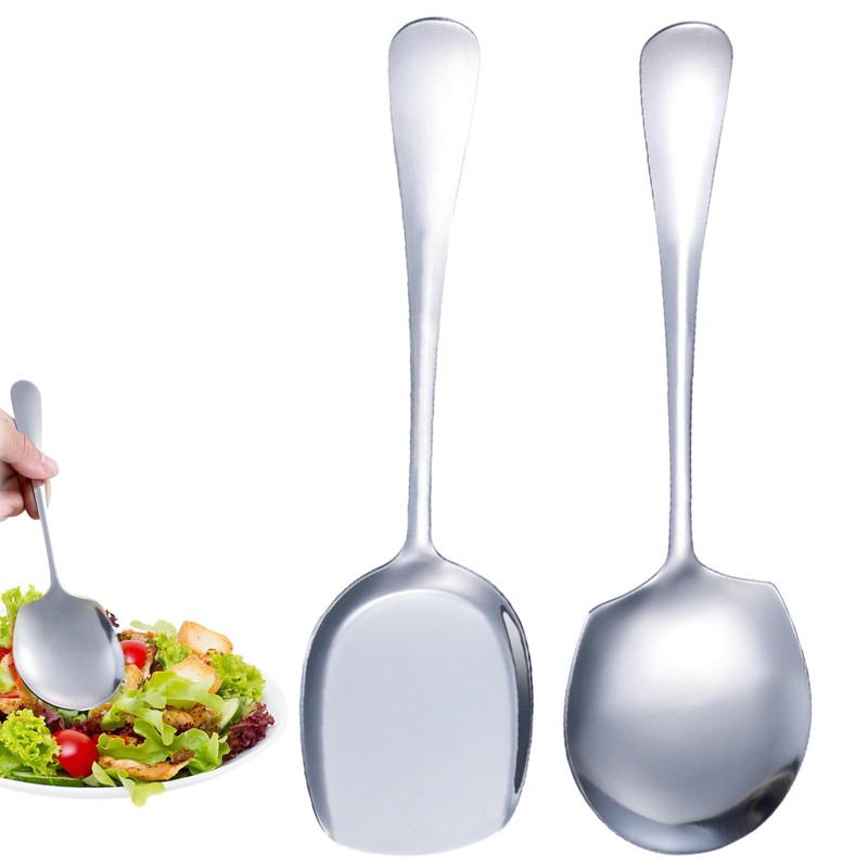 Faderr 2pcs Serving Spoons Stainless Steel Buffet Serving Spoon Silver