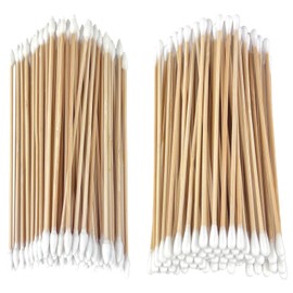 6" Long Cotton Swabs With Double Tips, 200 Pcs (100 double round + 100 double pointed)