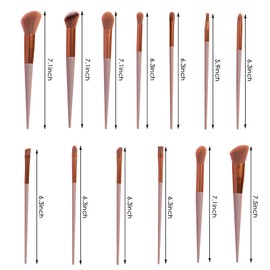 Eowppue Makeup Brush Set, 13 Pieces, Make-Up Brush Set, Premium Synthetic Make-Up Brush Set for Powder, Concealer, Highlighter, Foundation, Eyeliner, Eyeshadow (Pink with Storage Bag)