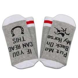 PXTIDY Horse Socks Horse Riding Gifts If You Can Read This Put Me Back On My Horse Equestrian Socks Horse Gifts for Horse Lovers Riders (Put Me Back On)