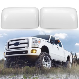 White Top Half Mirror Caps Cover Trim Directly Replace for 2008-2016 Ford F250 F350 F450 F550 Super Duty Towing Accessories
