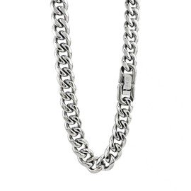 HEIX Mens 6-10mm Chain Necklace Stainless Steel Simple Cuban Chunk Link for Men and Boys, Large, Stainless Steel, No Gemstone (24, 6mm)
