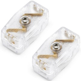Surf turtle Flame Retardant Gear Switch 2 Pcs 125V 3A Inline Cord Switch,Transparent On/Off Thumbwheel Actuator Switches Replacement for 18/2 SPT-2 Lamp Cord