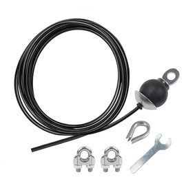 Gym Machine Used Cable Replacement - Adjustable 200cm Solid Steel Pulley Cable 7x19 Wires Core TPU Coating for Weight Lifting System with Ball Stopper