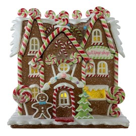 Kurt S. Adler Kurt Adler 8.46-inch Battery Operated LED Lighted Lollipop Shop Gingerbread House, Multicolor