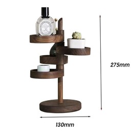 Spiral Display Stand - Multi-Tier Rotating Shelves Organizer, Decorative Wooden Jewelry Storage with 4 Adjustable 360° Shelves, Space-Saving Design for Home Décor & Accessories, Walnut Brown