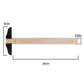 Pacific Arc 24 Inch T Square, Traditional Maple Blade with Acrylic Edge