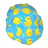 Yellow Rubber Ducks Shower Cap For Women Adjustable Double Waterproof