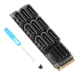 M.2 to SATA 3.0 Adapter, M.2 M Key PCIE to 9-Port SATA Expansion Card 6Gbps with Chipset ASM1166 and LED Indicators