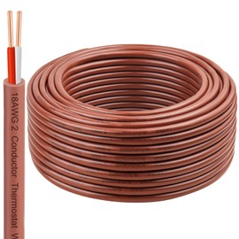 XRDS -RF 18AWG 2 Conductor Thermostat Wire 100FT – 18/2 Solid Copper Low Voltage Cable, Brown Doorbell Wire, 2 Conductor Cable for HVAC Systems, Heating, Air Conditioning, Doorbell, Alarm