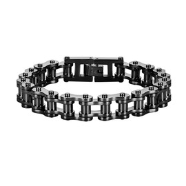 LAFATINA Men's Bicycle Bike Rocker Link Manly Motorcycle Chain Bracelet Stainless Steel 12MM Wide Bangle