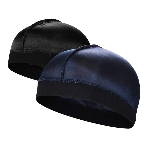 2PCS Silky Stocking Wave Cap for Men, Good Compression Over Durag, Thick Hair Style