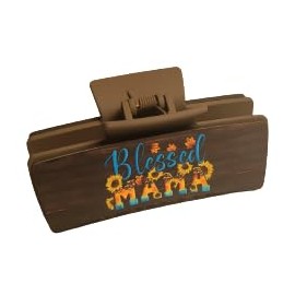 Ladies 4" Hair Clip/Claw, Blessed Mama, Sunflowers