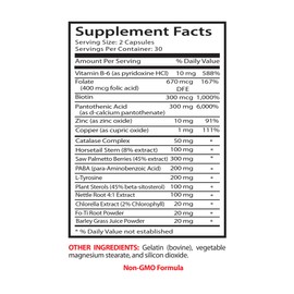 Folic Acid Bulk Supplements - Anti Gray Hair - Catalase Supplement, Gray Hair Away, Gray Hair Supplement to Reverse, Grey Hair Reversal Supplements, Reverse Grey Hair Supplement, 3 Bottles 180 Caps