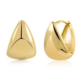 Small Chunky Thick Hoop Earrings for Women, 14K Gold Chunky Teardrop Hoop Earrings Lightweight Jewelry Gift