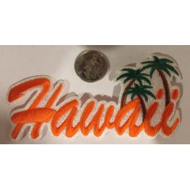 Unbranded Embroidered Patch "Hawaii" State Flag 5"x 2".  Orange/ Awesome!!