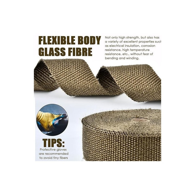 MORECP Titanium Exhaust Heat Wrap, 2 Roll 2" x 50',