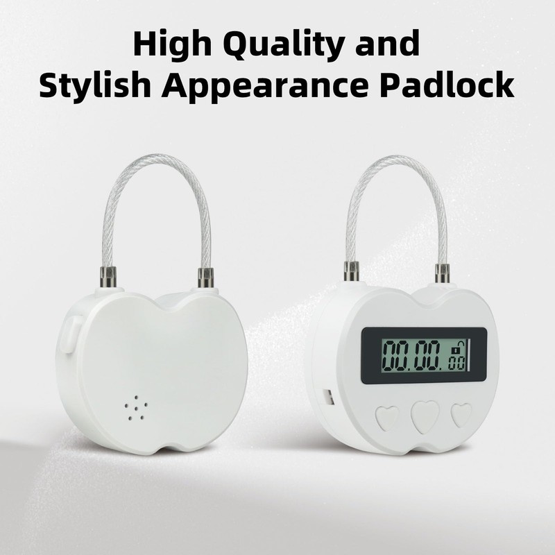 KENRONE Heart Metal Timer Lock, USB Rechargeable Timer Compact Padlock