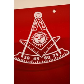 Past Master with Square & Protractor Masonic Vinyl Decal - [White][Pair][3.5 Inch]