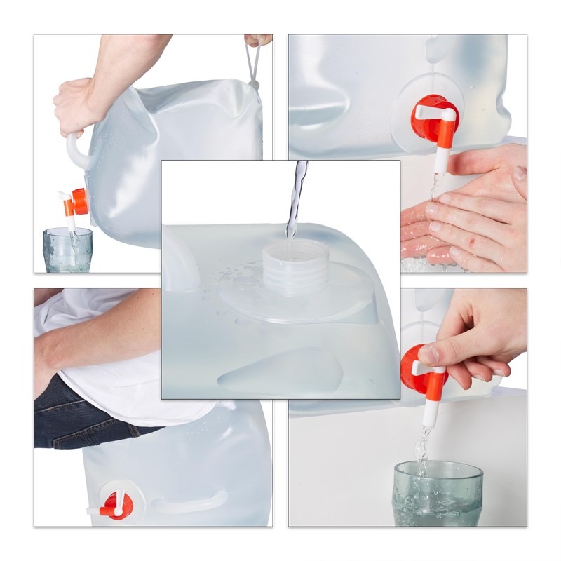 Relaxdays Set of 4 Collapsible Canisters with Tap, Screw Cap