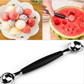 2 in 1 Double-Sided Fruit Melon Baller Spoon, Stainless Steel Melon Ballers Melon Scoop,Suitable Watermelon Cantaloupe Ice Cream Comfortable Non-Slip Grip Kitchen Utensils and Gadgets