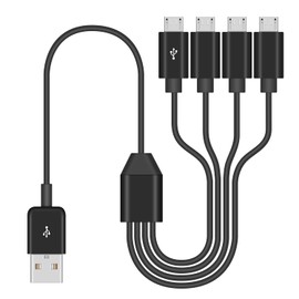 Duttek USB 2.0 to 4 Port Micro USB Splitter Cable, USB 2.0 Male to Micro USB C Male Cable 1.5FT/50cm Multi Charging Cord for Phones, Tablets, Cameras, Power Banks